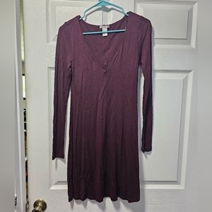 H&M long sleeve burgundy dress